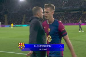 开云体育下载APP-奥尔莫68分钟被费尔明换下，在替补席上有些不开心